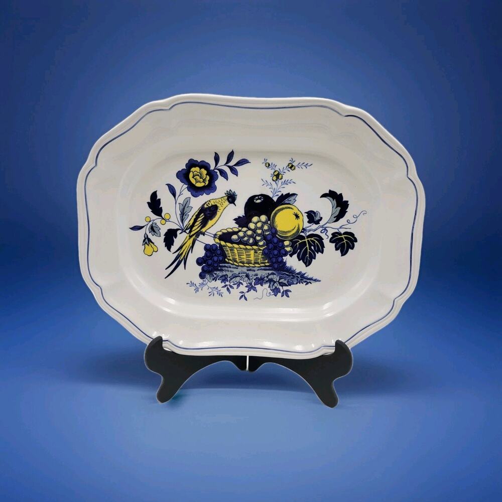 Vintage SPODE England Blue Bird 14" By 10.5" Platter S3274 Rare Collectors